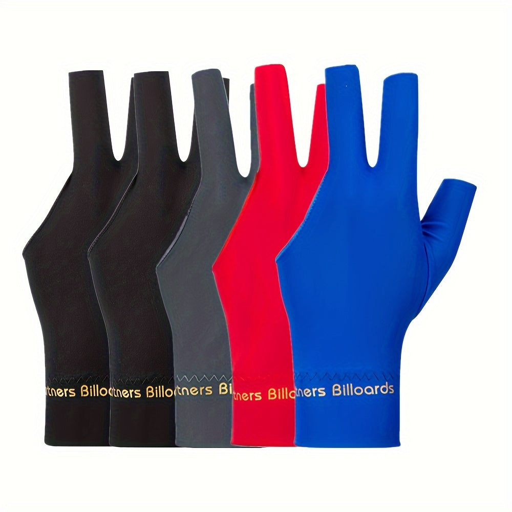 3-Finger Billiard Glove for Left Hand, Elastic Breathable Fabric, Anti-Slip Pad