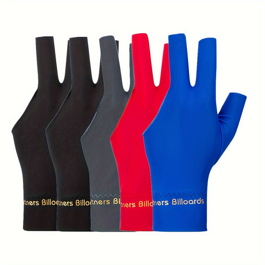 3-Finger Billiard Glove for Left Hand, Elastic Breathable Fabric, Anti-Slip Pad