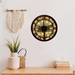 Dragonfly Wooden Clock with LED Light Control
