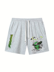 Alien Comfy Drawstring Shorts Men's Casual Solid Stretch Elastic Waist Shorts