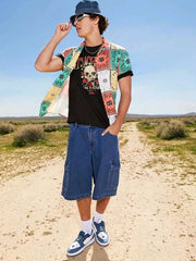 Men's Loose Fit Denim Shorts with Pockets