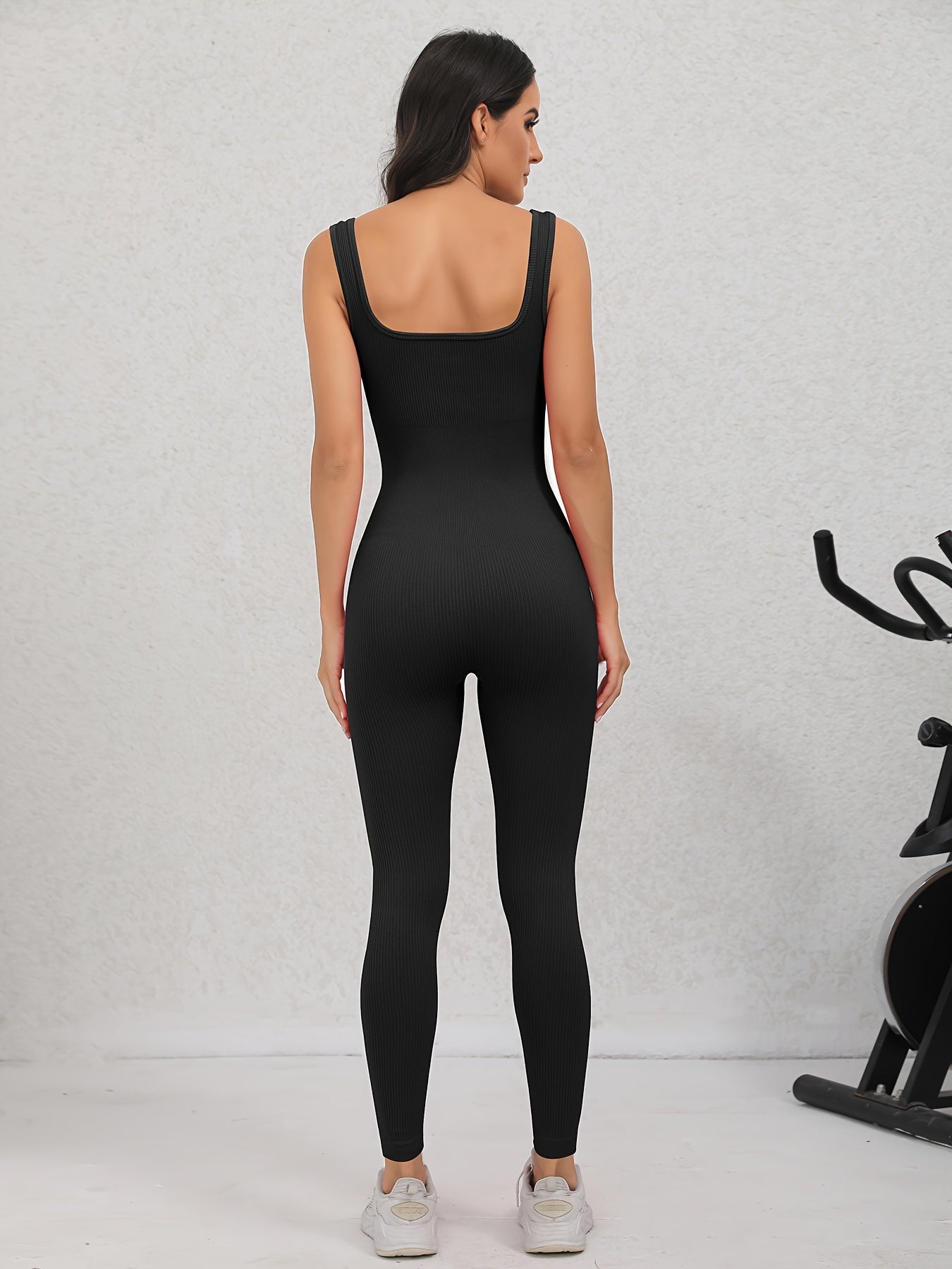 Women's Yoga Ribbed Bodysuit Sleeveless Jumpsuit