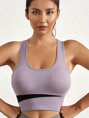 3pcs Colorblock Sports Bras Racerback Wireless Bra