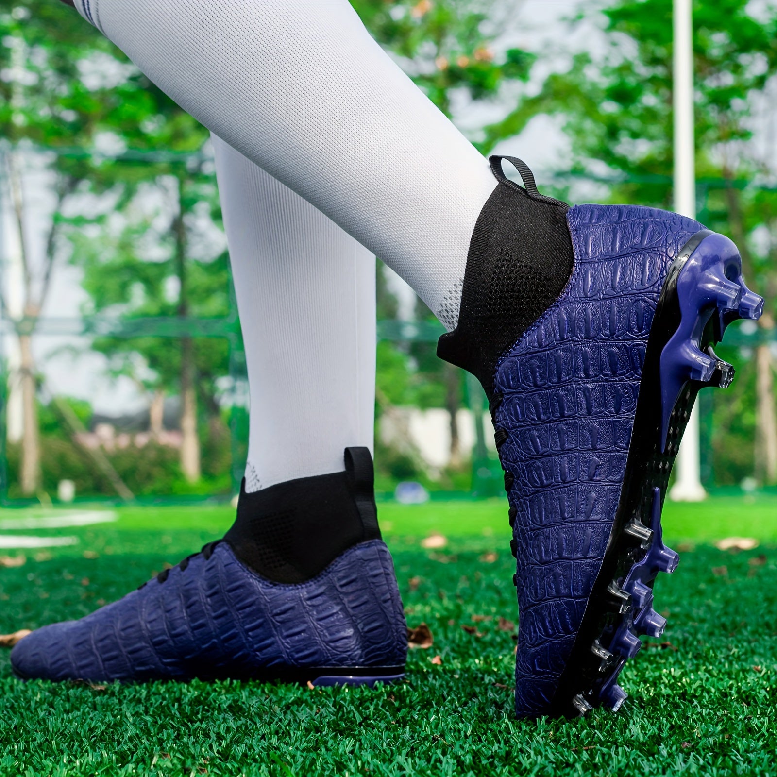 Men's High Top Football Cleat With Spikes Non Slip PU Leather