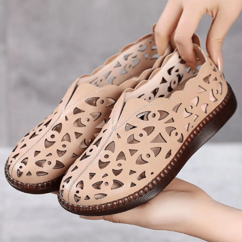 Women's Hollow Out Flat Sandals Soft Sole Slip On Loafers