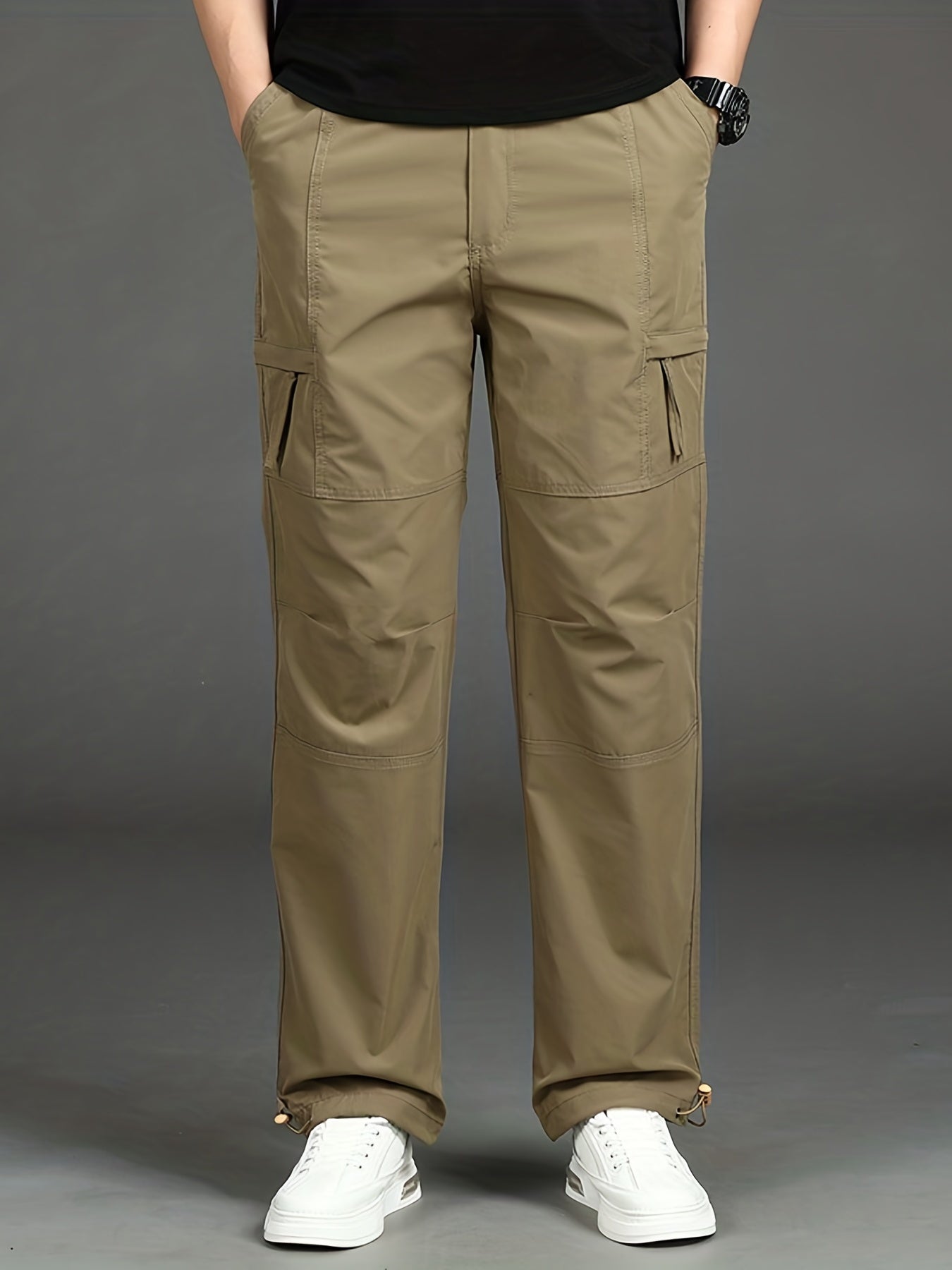 Men's Loose Straight Leg Sports Pants Waterproof Quick Dry Cargo Trousers