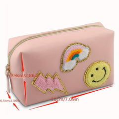 Lightning Cloud Heart Patch Cosmetic Pouch Makeup Bag Travel Zipper Pouch