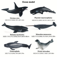 6pcs Marine Life Model Fish Animal Toys Shark Killer Whale Ornaments