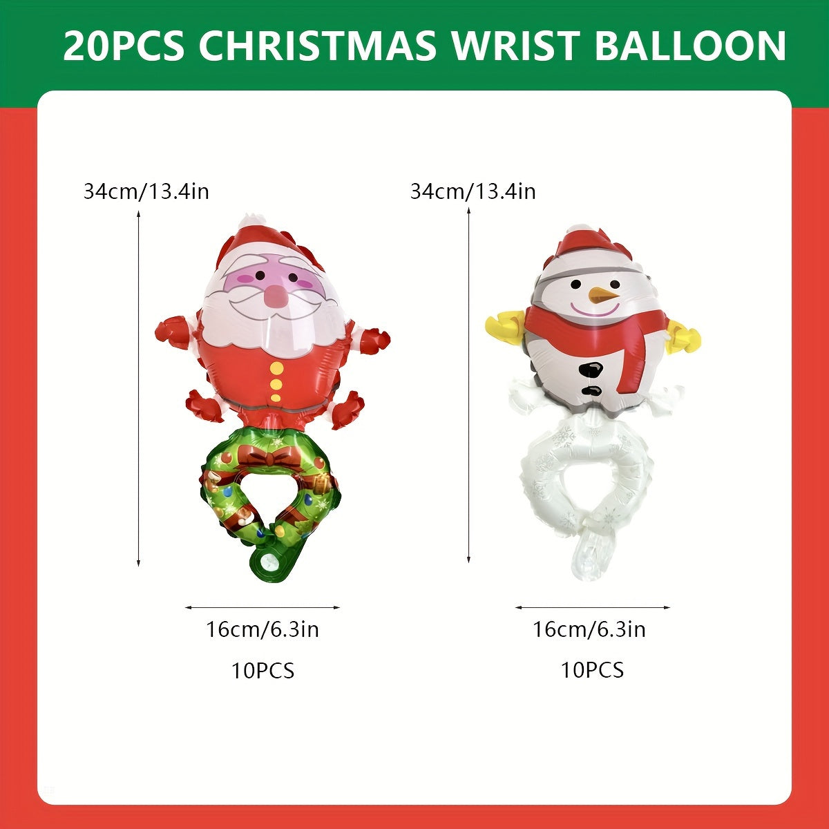 20pcs Santa & Snowman Wrist Balloon Christmas Party Decoration Kit