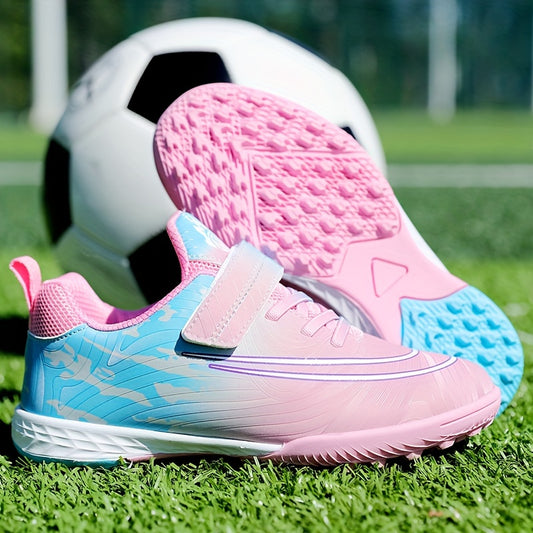 Boy's Hook and Loop Turf Football Boots Outdoor Anti skid TF Soccer C