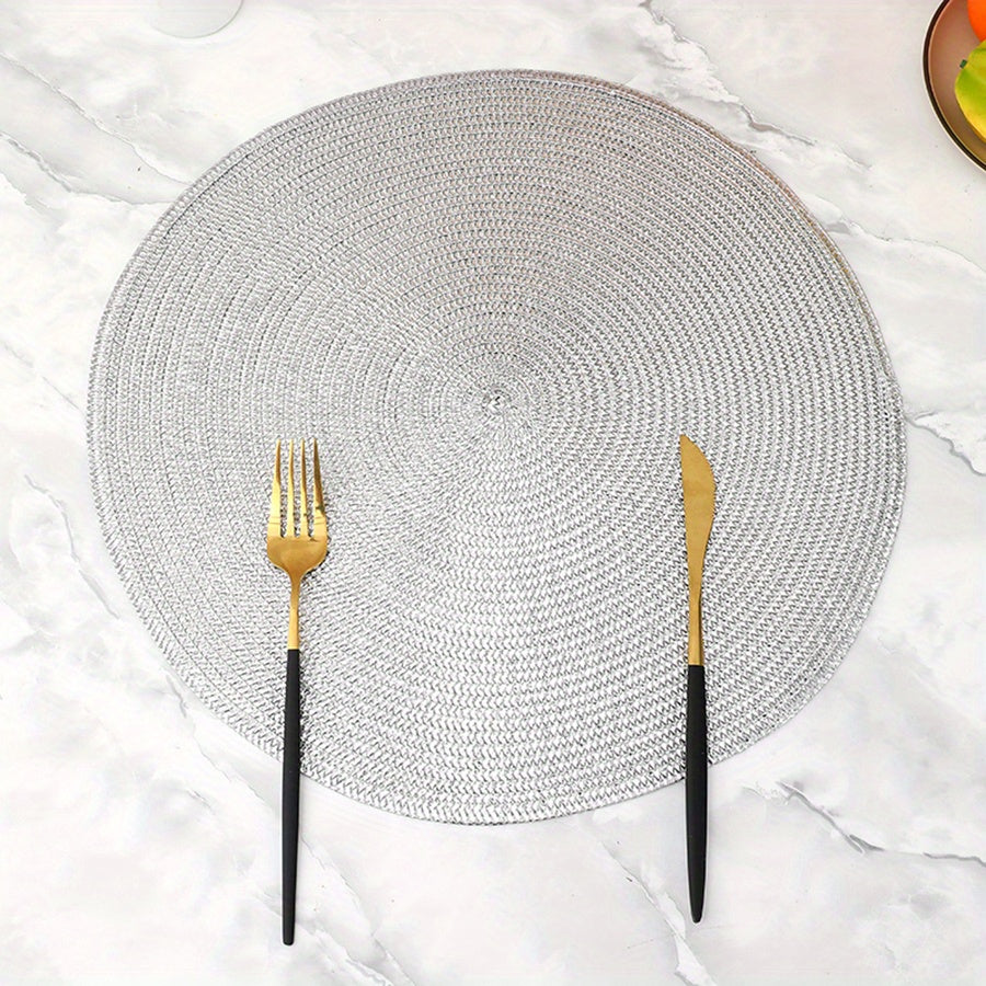 6pcs Colorful Round Cotton Placemat Insulation Mat Cutlery Mat