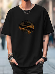 Skateboard Print Men's Graphic Crew Neck T shirt Casual Comfy Tees