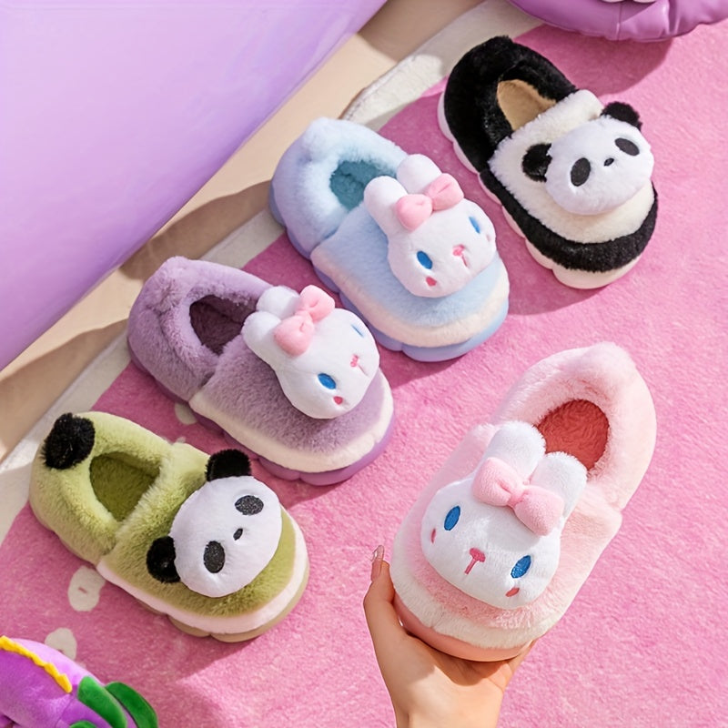 Furry House Shoes for Girls Soft Non-Slip Winter Walking Shoes