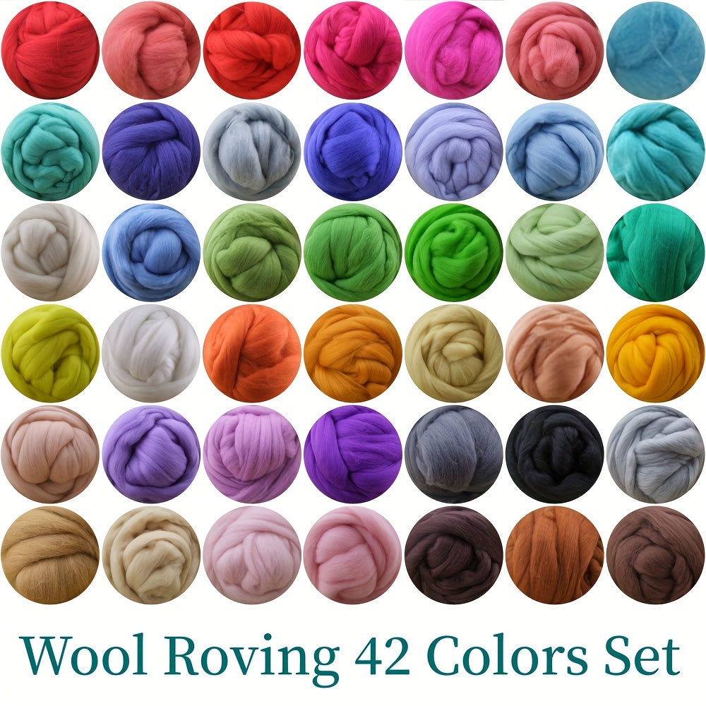 Needle Felting Kit 42 Colors Set Wool Roving Starter Kit with Tools