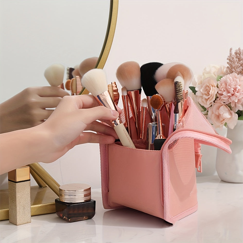 Makeup Brush Bag Multifunctional Organiser Half Clear Travel Holder