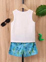 Boys Dinosaur Print Tank Top & Shorts Set for Summer