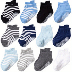 12pairs Kids Anti-slip Breathable Short Socks for Boys