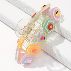 Cartoon Flowers Mahjong Hair Claw Clip Girls Hair Accessories