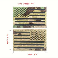 2pcs IR Reflective Flag PVC Patches for Backpacks Hats Jackets Pants