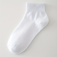 6 Pairs Women's Crew Short Socks Solid Color Comfy & Breathable