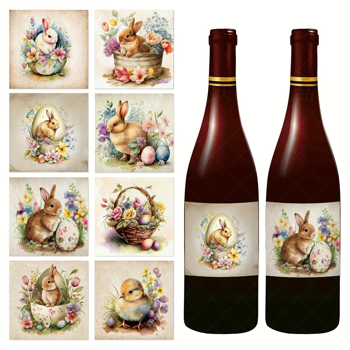 Easter Wine Bottle Sticker Rabbit Carnival Party Decoration Sticker