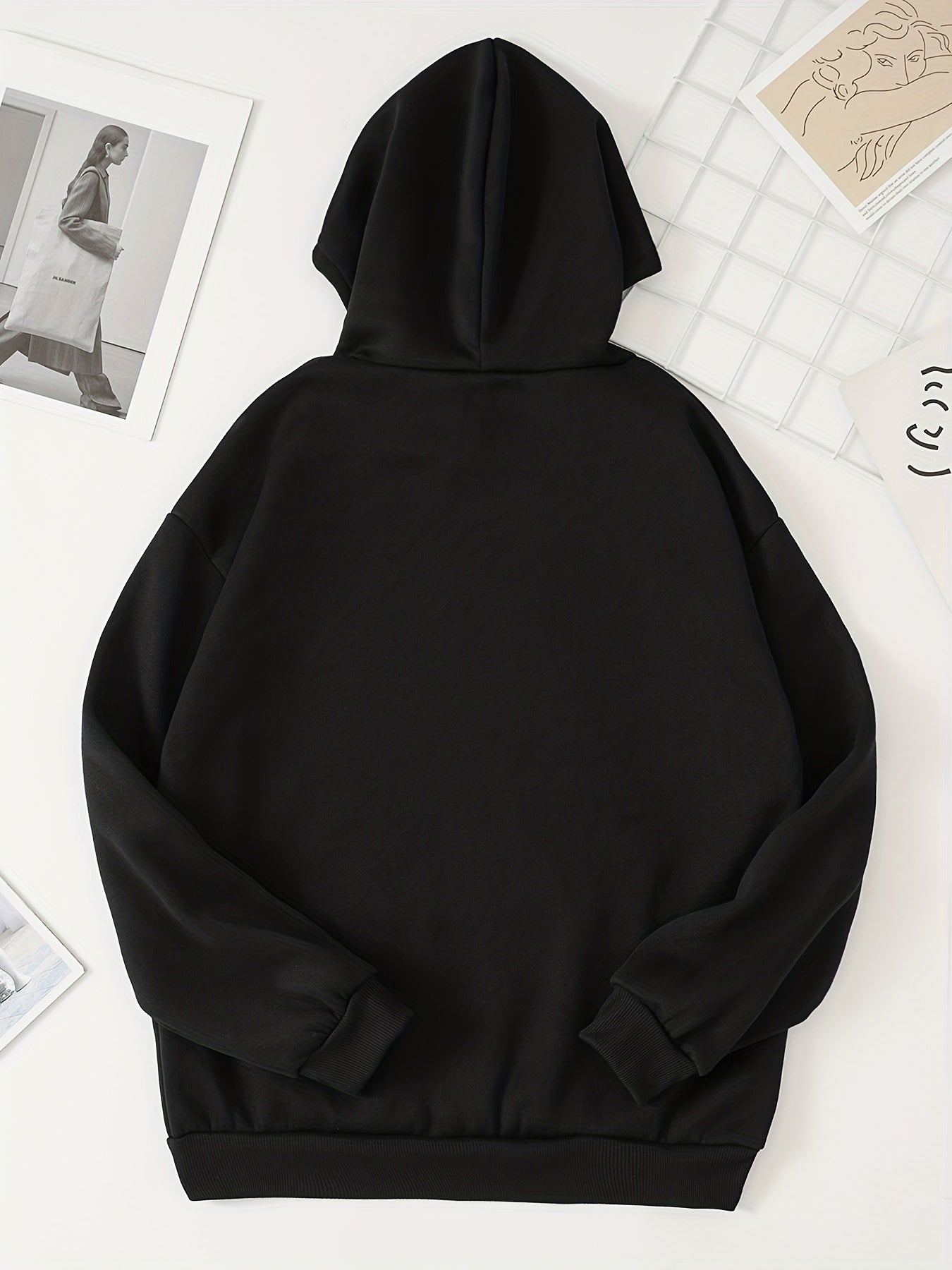 Letter Print Kangaroo Pocket Hoodie Casual Long Sleeve Drawstring Hoodies