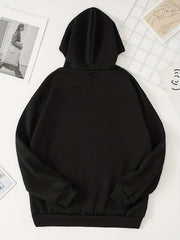 Letter Print Kangaroo Pocket Hoodie Casual Long Sleeve Drawstring Hoodies