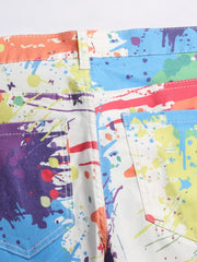 Paint Splash Cotton Slim Fit Jeans Men's Casual Street Style Denim Pants