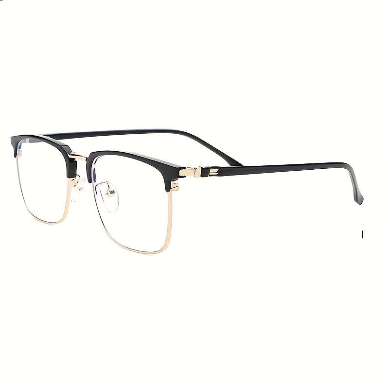Men's Half Frame Metal Glasses for Formal Occasions