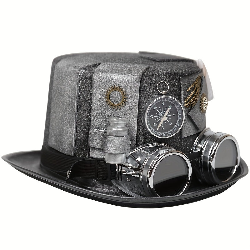 Steampunk Bottle Hat with Compass Goggle