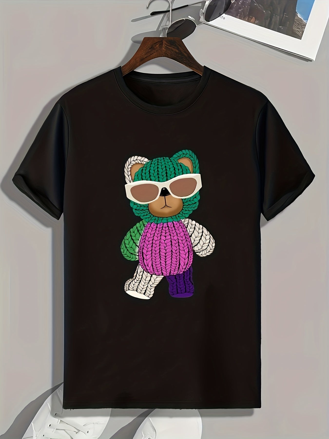 Bear Print Men's Graphic T shirt Casual Comfy Tees For Summer