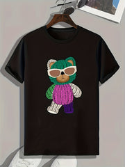 Bear Print Men's Graphic T shirt Casual Comfy Tees For Summer