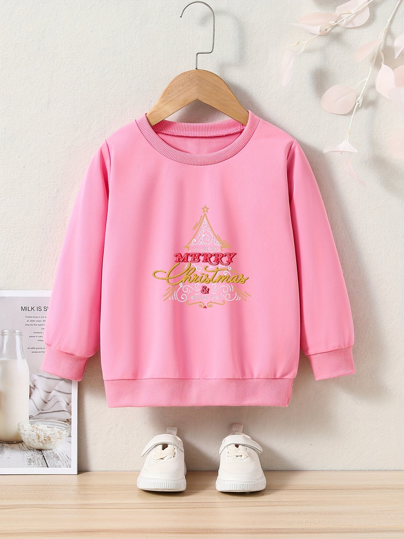 Cartoon Christmas Tree Pattern Sweatshirt for Girls