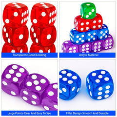 10pcs 6 Sided Acrylic Dice Set for Board Games Party Favors