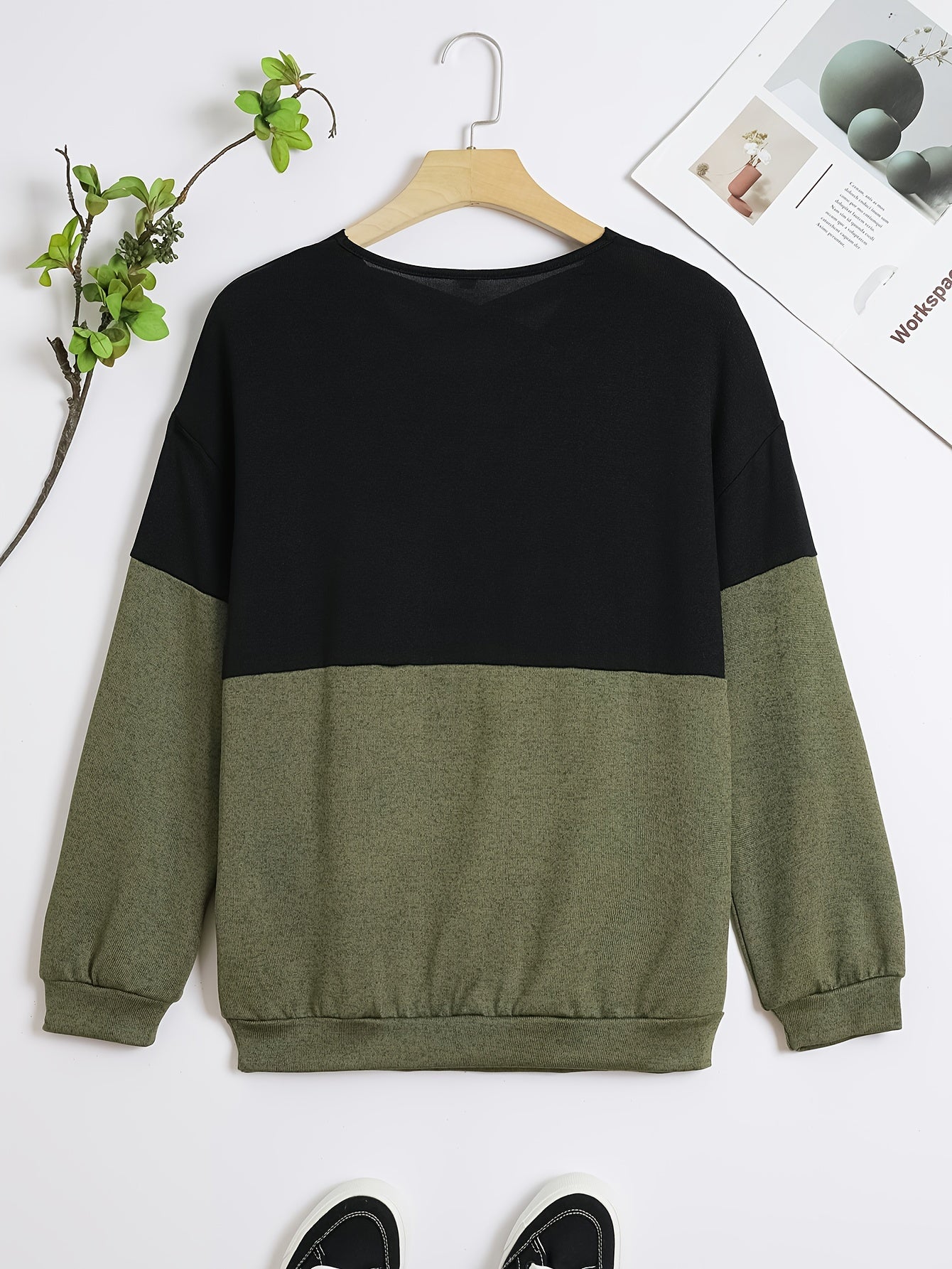 Block Long Sleeve Sports T shirts V neck Casual Running Tops Women's Tops