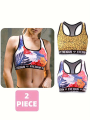 2pcs Letter Print Sports Bras for Women