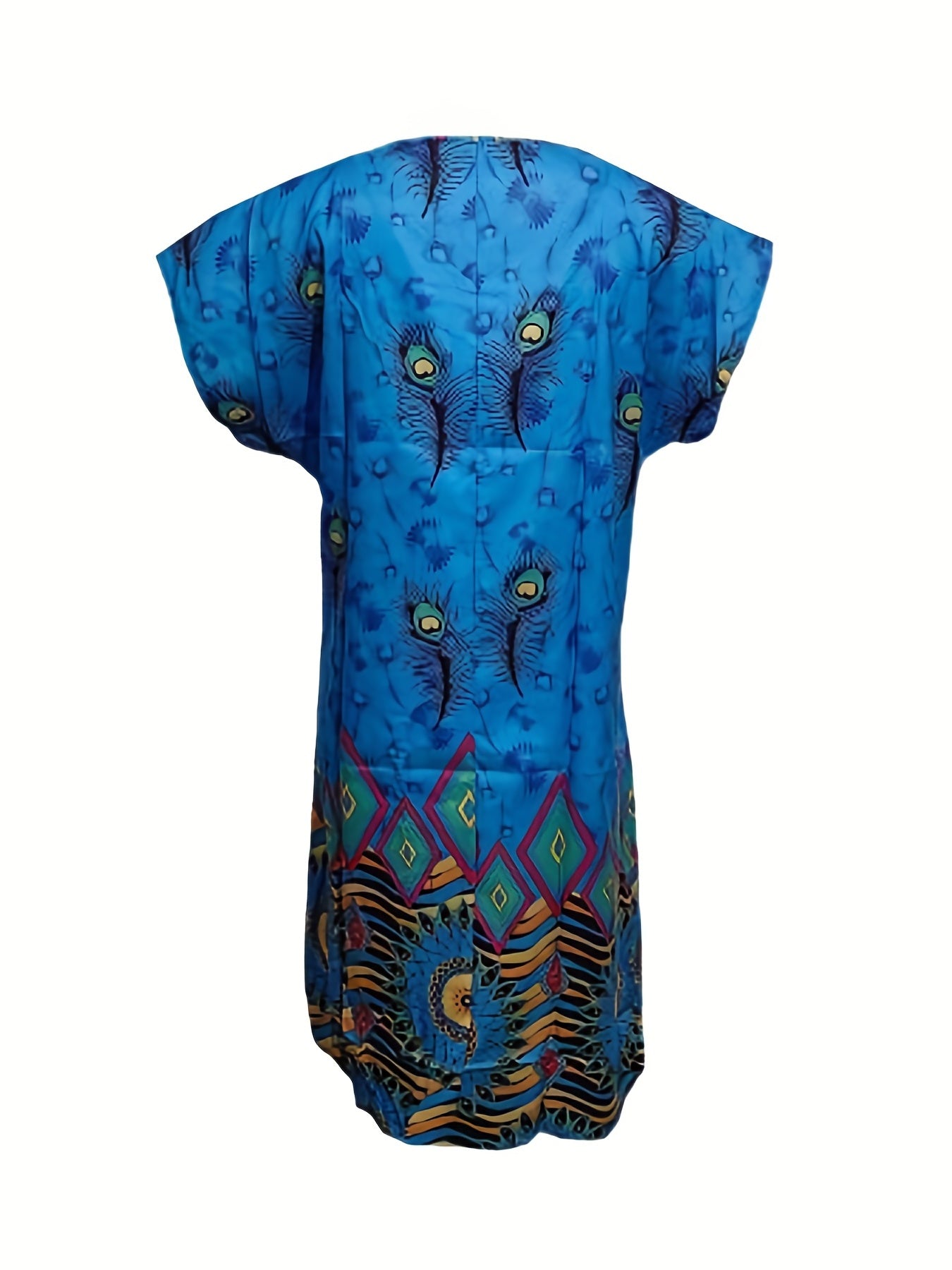 Graphic Print Dress V neck Short Sleeve Dress Casual Every Dress