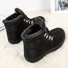 Women's Snow Boots Fleece Lining Lace Up Waterproof Ankle Boots