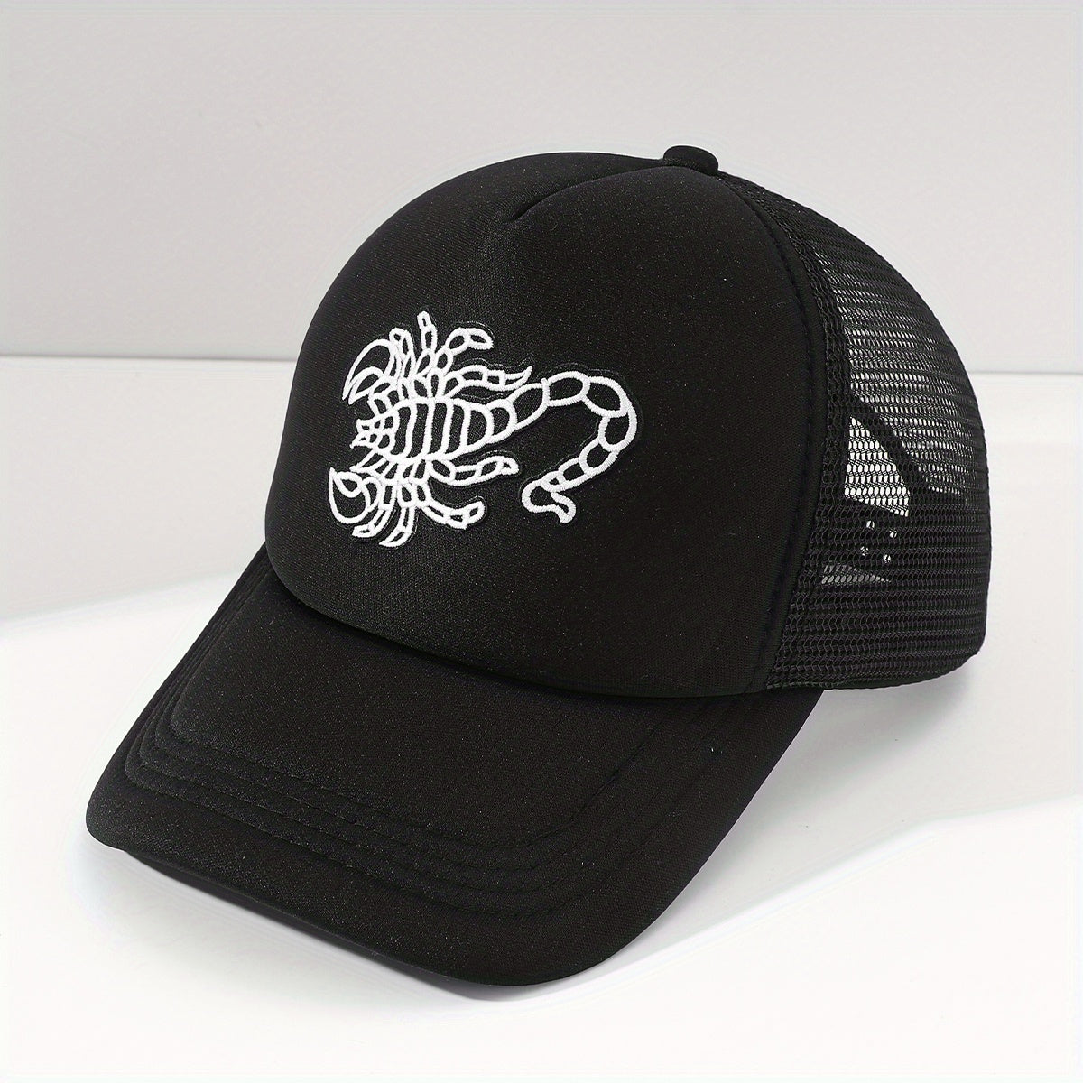 Scorpion Embroidery Trucker Hat Adjustable Baseball Cap