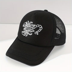 Scorpion Embroidery Trucker Hat Adjustable Baseball Cap