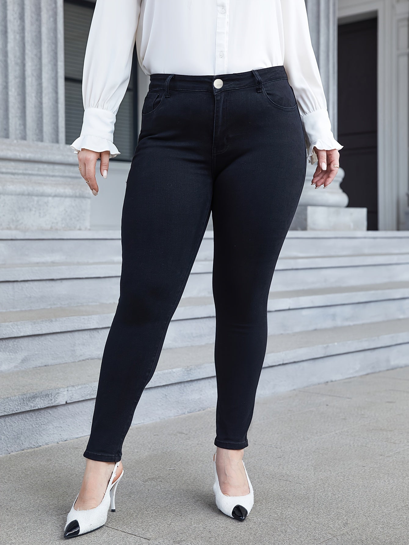 Button Fly Slim Fit High Stretch Jeans
