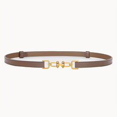 Women's Thin Leather Waist Belt with Buckle - Adjustable Decorative Belt