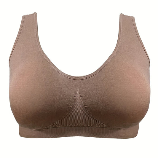 2 Pack Plus Size Sports Bra Women's Plus Solid High Stretch Breathable