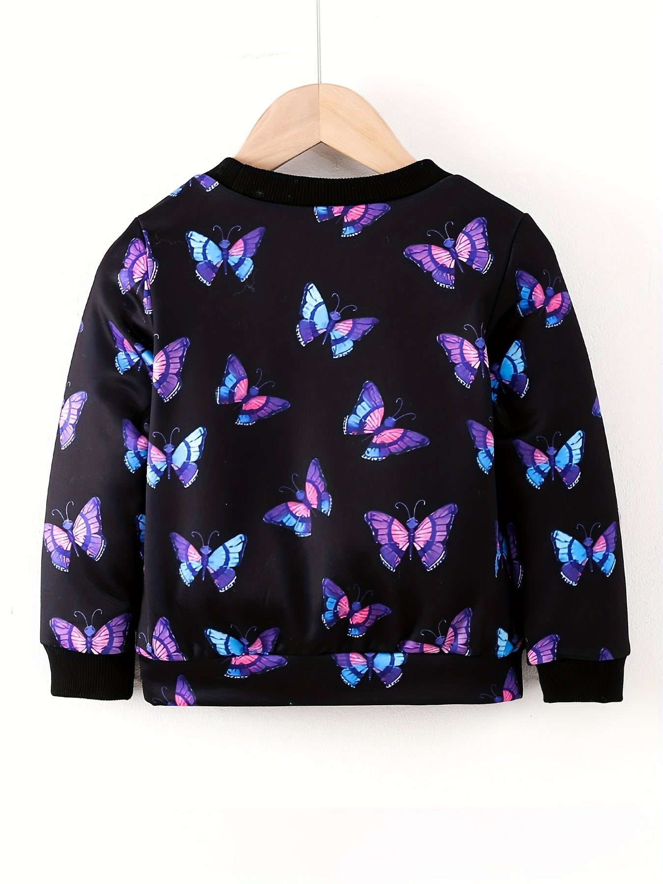 Girls Butterfly Print Sweatshirt Long Sleeve Top