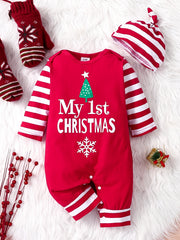 Infant Toddler Spring Autumn Christmas Romper & Hat Set