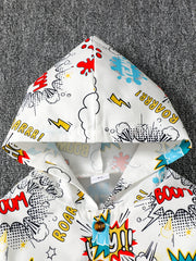 Boys Comics Letter Hoodie & Sweatpants Set