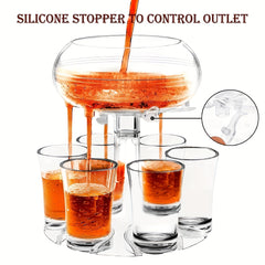 Adjustable Shot Glass Dispenser with 6 Glasses for Fun Drinking Games