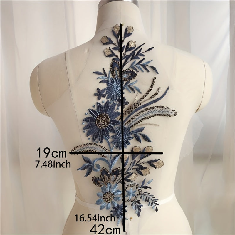 Sequin Flower Lace Fabric Embroidered Gown Appliques Collar