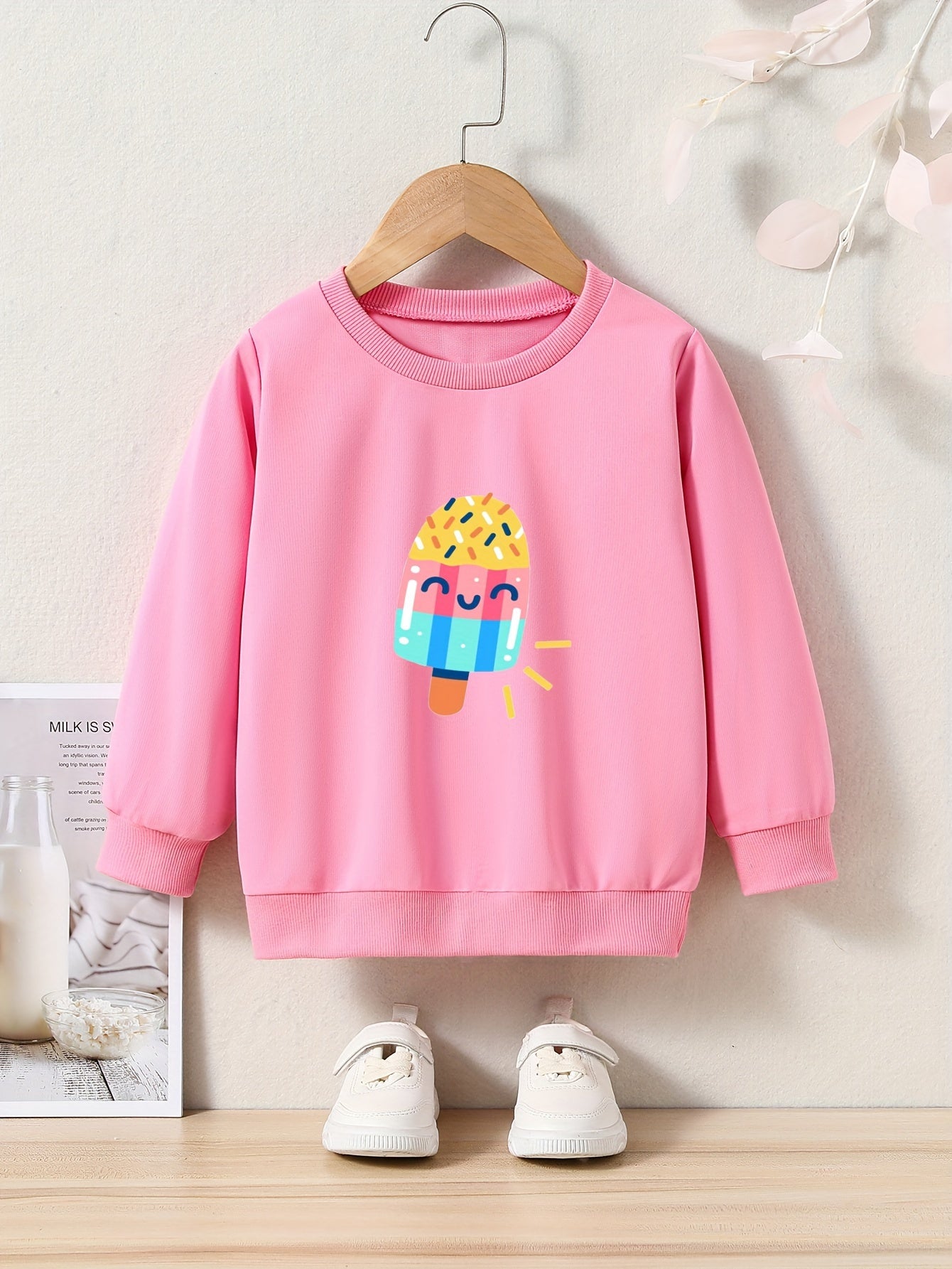 Cartoon Ice Cream Graphic Sweatshirt for Kids