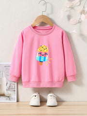 Cartoon Ice Cream Graphic Sweatshirt for Kids